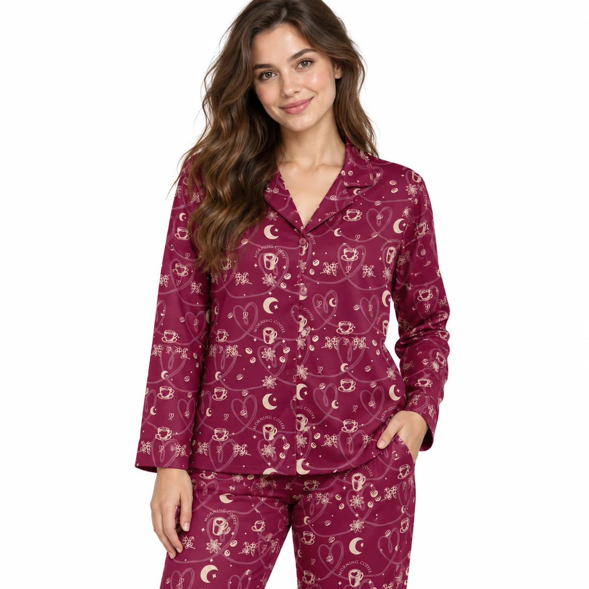 [WOM-LAR] Pijama Andiie dama manga larga + pantalón, frente