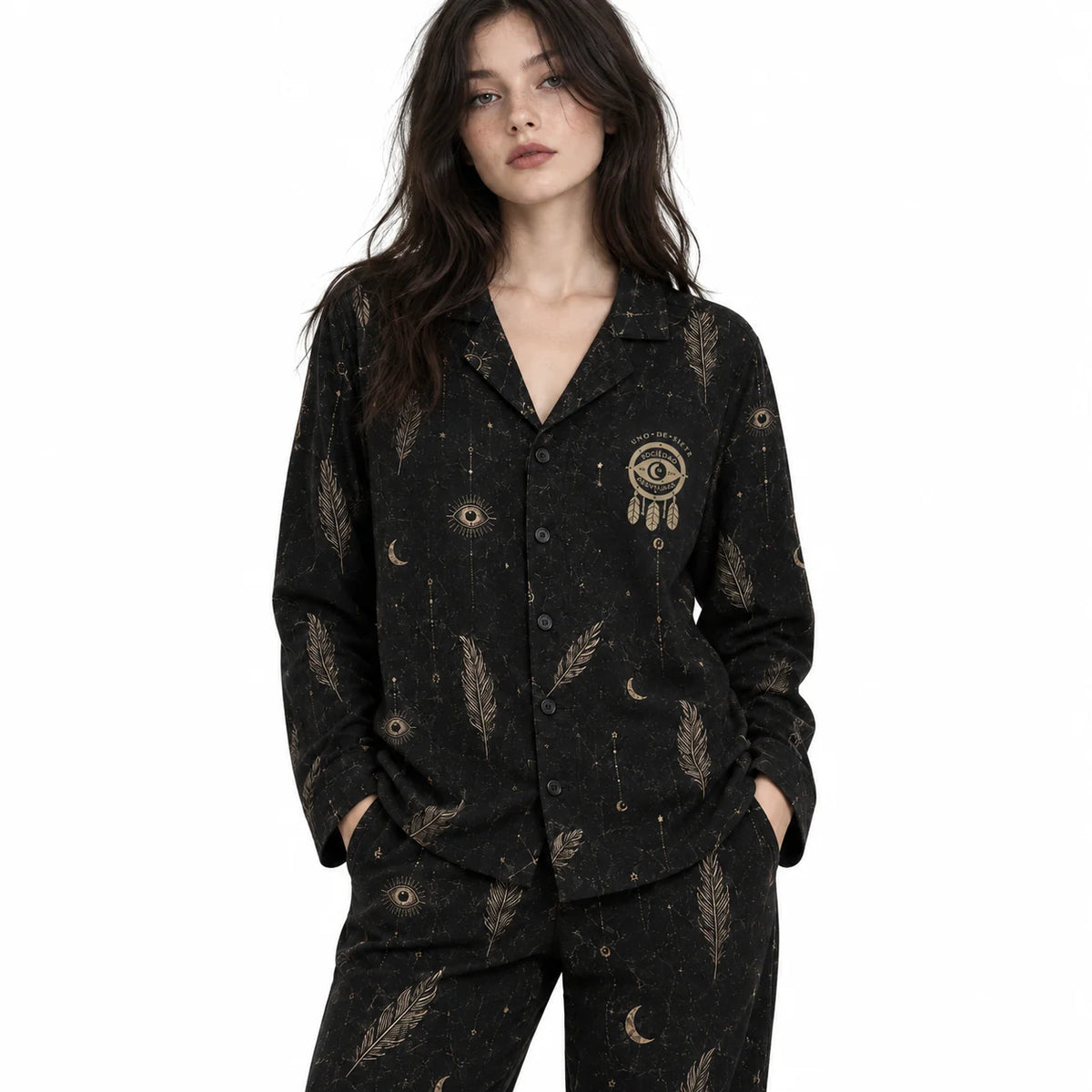 [WOM-LAR] Pijama Nocturna dama manga larga + pantalón, frente